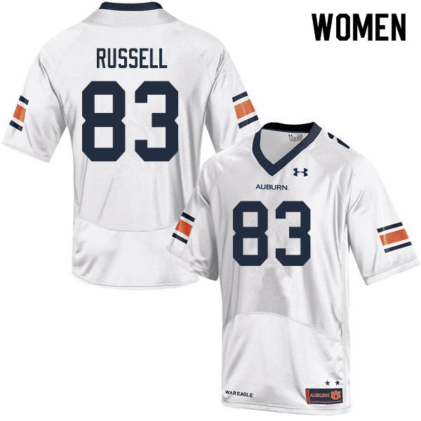 Women #83 Malcolm Russell Auburn Tigers College Football Jerseys Sale-White - Click Image to Close